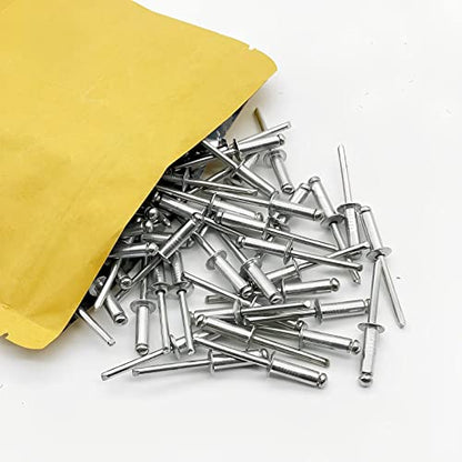 100 Pcs 1/8" x 1/2" Aluminum Pop Rivets, 3.2 x 12.7mm Silver Blind Rivets, Aluminum Grip and Steel Mandrel - size: 1/8" x 1/2"