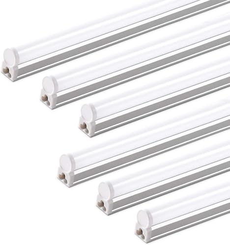 Barrina 6 Pack LED T5 Integrated Single Fixture 1FT, 600lm, 5W, 6500K - color: 6500k Super Bright White, size: 1 Foot