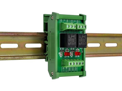 Electronics-Salon DIN Rail Mount 2 SPDT 10Amp Power Relay Interface Module, DC 5V Version.