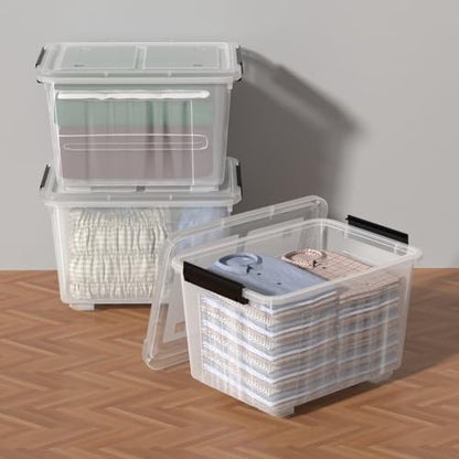 Zopnny 50 Qt Stackable Plastic Storage Bins with Lids, 4 Pack - size: 50 Quart