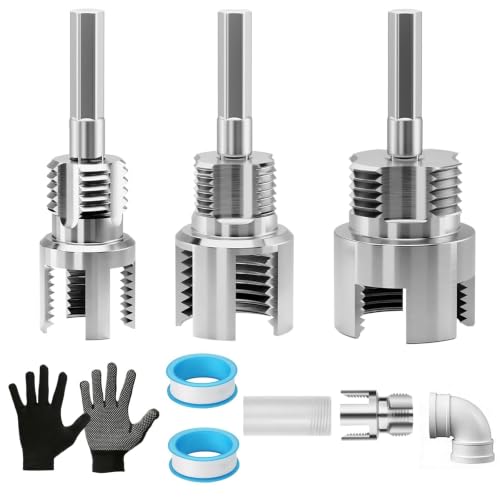 3 PCS PVC Pipe Threader Set(1/2"+3/4"+1"), Internal External Cutting Tool
