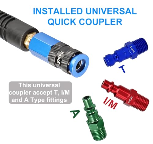 Hybrid Lead-in Air Hose 3/8 In. x 3 ft, Lightweight, Flexible, Durable Air Compressor Hose with Aluminum Universal Quick Coupler and Industrial Plug, Gray - size: 3 FT