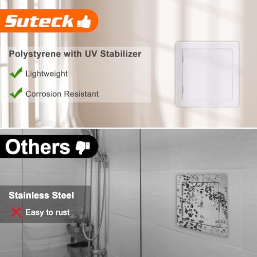 Suteck Plastic Access Panel for Drywall Ceiling 10 x 10 Inch Reinforced Plumbing Wall Access Doors Removable Hinged White - size: 10 x 10 inch
