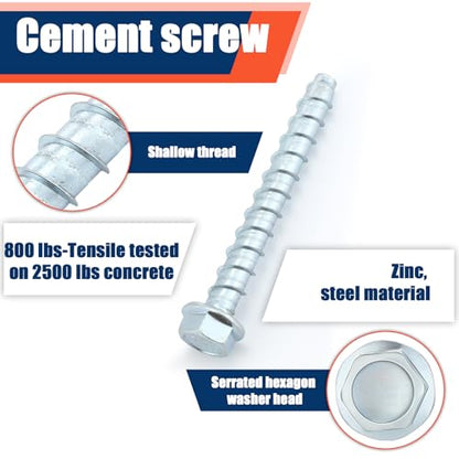 Tandefio 40 Pack 3/8 x 6 Concrete Anchors and Screw Kits Galvanized - size: 3/8" X 6"
