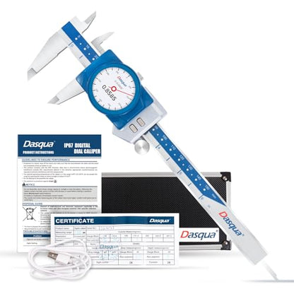 Dasqua Digital Dial Calipers 6"/150mm IP67, Resolution 0.0005", Accuracy ±0.001”, Inch/Metric/Fractional Conversion Measuring Tool - size: Digital Dial IP67