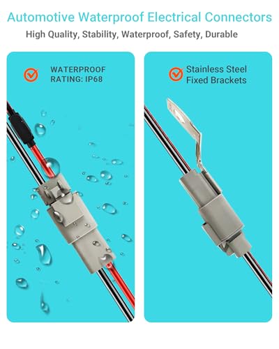 12 AWG 2 Pin DTP Connector with 15A 20A Fuses, 2 Way Automotive Waterproof Electrical Connectors, 12 Gauge Cable Wire Male and Female Quick Connect Harness for Car Truck Boat LED-2 Pack - size: 12 AWG