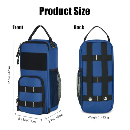12.6" Heavy Duty Small Tool Bag Pouch for Men with Multiple Pockets,Blue - color: Blue