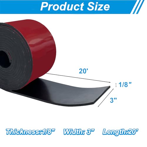 Adhesive Rubber Strip Roll 3" Wide x 1/8" Thick x 20' Long for Gasket - size: 3" Wide x 1/8" Thick x 20' Long