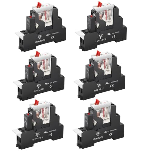 UL Listed 12A Electromagnetic Power Relay Din Rail Socket 5Pin 24 AC 6Pcs - color: 5 Pin, size: AC 24V