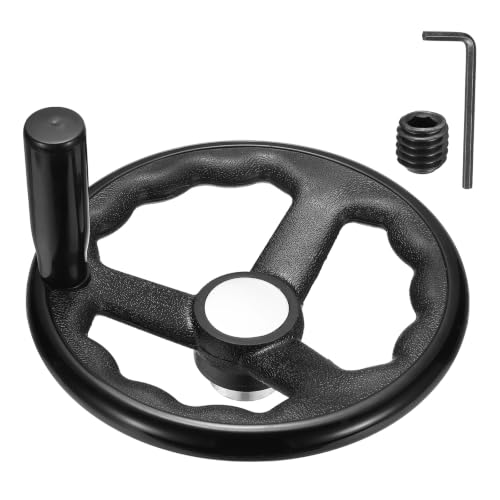 uxcell Handwheel with Revolving Handle, 0.7" Hole x 7.9" OD, Black - size: 0.7" Hole x 8" OD