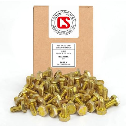 Chenango Supply 1/4-20 x 1/2" Grade 8 Hex Head Bolts - size: 1/4-20x1/2 50pcs