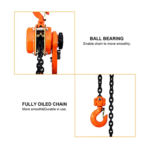 Lever Chain Hoist 10ft 1-1/2 ton Come Along Ratchet Puller Hoists - size: 3300lbs