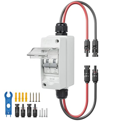Solar Panel Disconnect Switch 60A 400V DC/AC Miniature Circuit Breaker with DIN Rail Box Enclosure Outdoor Small Breaker Box IP65 Waterproof UV-Proof for Solar PV Homes, Battery(60 Amp) - style: 400V 60A