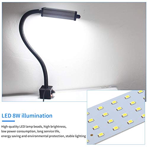 Magnetic Work Light, LED Machine Light with 44 LEDs, Waterproof with 19 Inch Gooseneck, IP66 Rating, 800 Lumen, 120 Volt for Lathe Machine Tools - size: 800 lumens + Magnetic Base + Two-Pin Plug