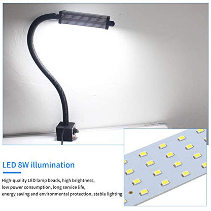 Magnetic Work Light, LED Machine Light with 44 LEDs, Waterproof with 19 Inch Gooseneck, IP66 Rating, 800 Lumen, 120 Volt for Lathe Machine Tools - size: 800 lumens + Magnetic Base + Two-Pin Plug