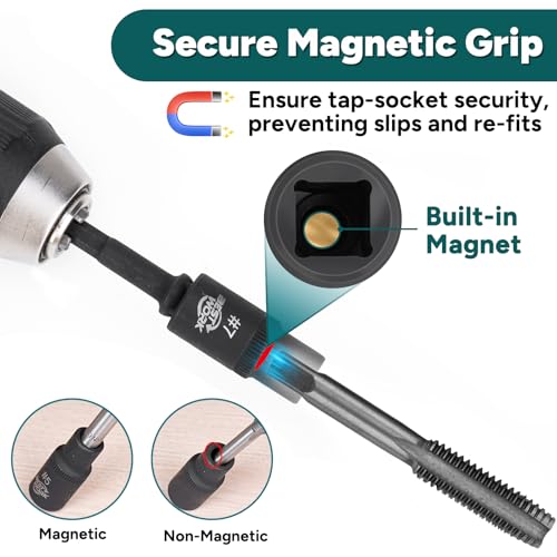 12pcs Magnetic Tap Socket Set, 1/4", 3/8" Square Drive Tap Handle