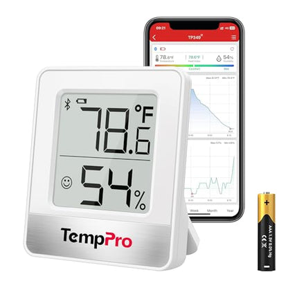 TempPro TempAir 260FT Bluetooth Digital Hygrometer, Room Thermometer Indoor - color: White Bluetooth Indoor Thermometer