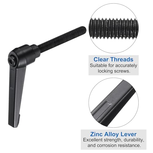 uxcell 4pcs Clamping Lever Adjustable Handle Set Metric M8 x 60mm Male & M8 Female Thread Level Handles Hand Stud Knobs Quick Release Black for Lathe Machinery - size: M8 x 60mm