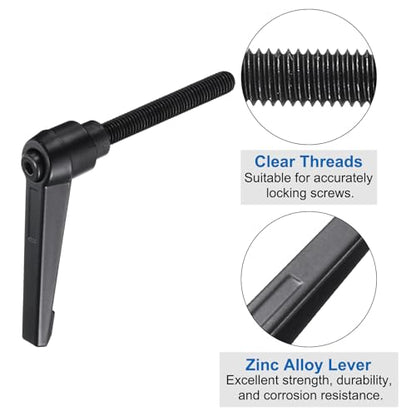 uxcell 4pcs Clamping Lever Adjustable Handle Set Metric M8 x 60mm Male & M8 Female Thread Level Handles Hand Stud Knobs Quick Release Black for Lathe Machinery - size: M8 x 60mm