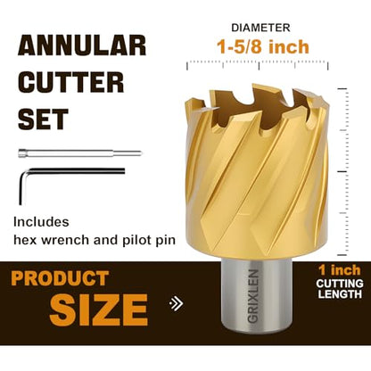 1-5/8"x1 HSS Annular Cutter, Diameter 1-5/8"，Cutting Depth 1" - size: 1-5/8x1"
