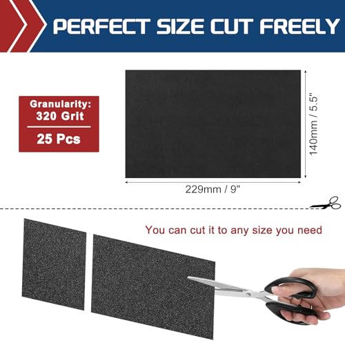 25Pcs Sand Paper 5.5x9Inch 320Grit Silicon Carbide Sandpaper Sheets - size: 5.5 x 9 Inch(320 Grit)