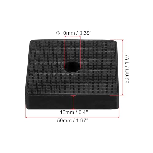 PATIKIL Rubber Anti-Vibration Pads, 4 Pcs Square Vibration Isolation Mats with Hole 1.97" x 1.97" x 0.4" for HVAC Air Conditioner Air Compressor Dryer, Black