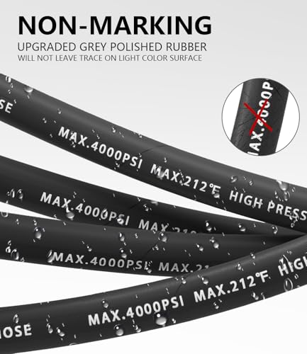 Pressure Washer Hose 50FT with 3/8'' Quick Connect, 4200 PSI - color: Black, size: 50FT