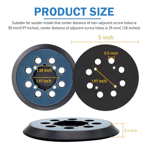 Sander Replacement Pads for Dewalt DWE64233 & N329079,2 Pack 5 Inch 8 Hole Orbital Sanding Pad Compatible with Dewalt DWE6421-B2 DWE6421-B3 DWE6423/6423K DWE6421/6421K Random Orbital Sander - color: 2 Pack