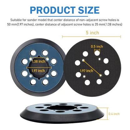 Sander Replacement Pads for Dewalt DWE64233 & N329079,2 Pack 5 Inch 8 Hole Orbital Sanding Pad Compatible with Dewalt DWE6421-B2 DWE6421-B3 DWE6423/6423K DWE6421/6421K Random Orbital Sander - color: 2 Pack
