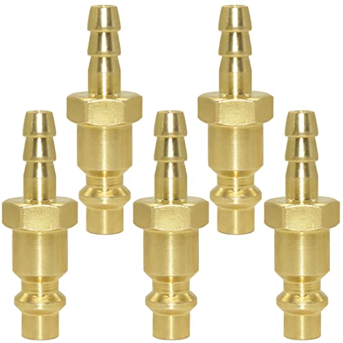 Industrial Type D Air Plug 1/4”Coupling x 1/4” Hose ID Barb Reducer Fitting for air compressor (Pack of 5) - size: 1/4"barb-plug(5Pcs)