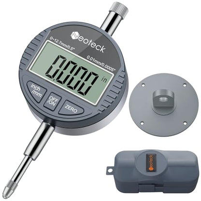 Neoteck 0-12.7mm/0.5" Digital Dial Indicator 0.01mm/0.0005" with Resolution - color: Silver Gray, size: 0-0.5''/0.0005''