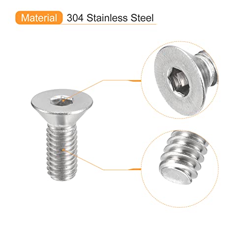 uxcell #10-32x1/2 Flat Countersunk Head Socket Cap Screws, 50Pcs 304 Stainless Steel Hex Socket Flat Head Screws, Full Thread, Countersunk Bolts - size: #10-32x1/2"