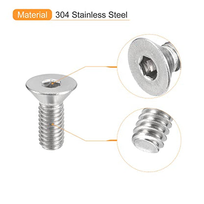 uxcell #10-32x1/2 Flat Countersunk Head Socket Cap Screws, 50Pcs 304 Stainless Steel Hex Socket Flat Head Screws, Full Thread, Countersunk Bolts - size: #10-32x1/2"