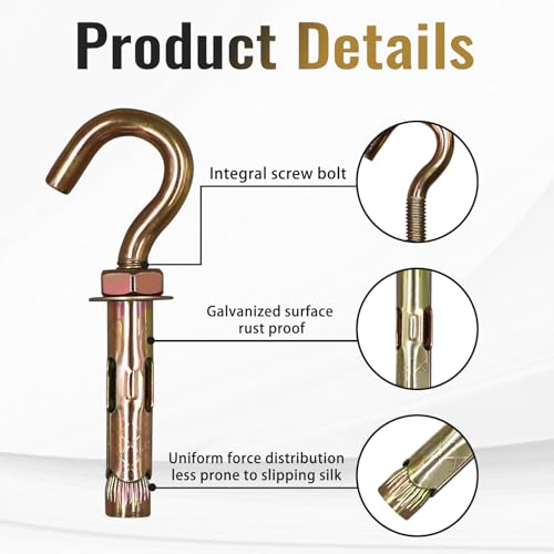 Concrete Wall Hooks, 15/32" x 4-1/4" Open Hook Expansion Anchors - size: 15/32" x 4-1/4"