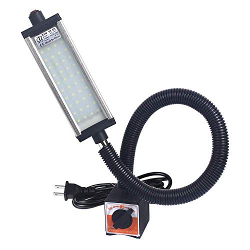 Magnetic Work Light, LED Machine Light with 44 LEDs, Waterproof with 19 Inch Gooseneck, IP66 Rating, 800 Lumen, 120 Volt for Lathe Machine Tools - size: 800 lumens + Magnetic Base + Two-Pin Plug
