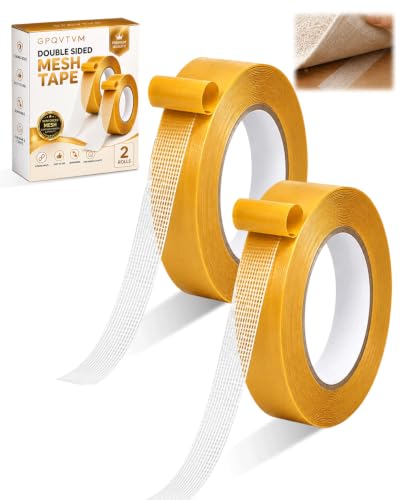 High Tack Double Sided Mesh Tape Grid Adhesive for Clothes Removable Heavy Duty Fabric Industrial Stick Wide Dry Wall Carpet Magic Curtains Strong Rugs Waterproof Generic (10 meters-2pc-10 mm) - color: 10 meters-2pc-10 mm