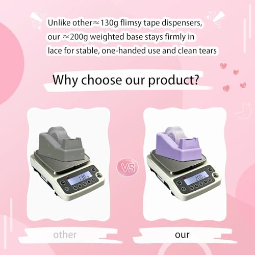 Tape Dispenser Desk,Desktop Tape Dispenser, Tape Dispenser with Weighted Non-Skid Base, Includes 6 Rolls Transparent Tape (0.71" x 1000"),Heavy Duty Tape Holder for Office, Home, School(Purple) - color: Purple