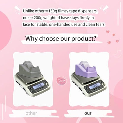 Tape Dispenser Desk,Desktop Tape Dispenser, Tape Dispenser with Weighted Non-Skid Base, Includes 6 Rolls Transparent Tape (0.71" x 1000"),Heavy Duty Tape Holder for Office, Home, School(Purple) - color: Purple