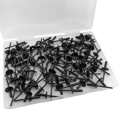ALLCLEAN 100pcs All Black Large Flange Blind Rivets,3/16 * 5/8" Open End Aluminum Rivets,4.8 * 16 Pop Blind Rivet - color: ALL Black, size: 3/16"*5/8"