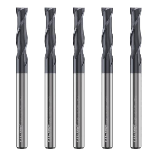 LU&MN Carbide Square End Mill, 2 Flute, 1/8", 5 Piece - size: 1/8 in