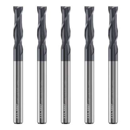 LU&MN Carbide Square End Mill, 2 Flute, 1/8", 5 Piece - size: 1/8 in