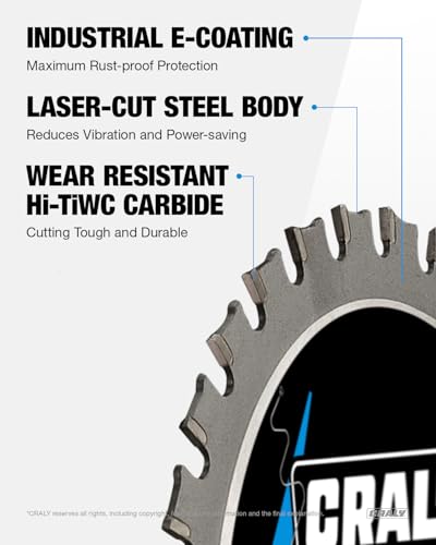 CRALY 5-3/8 Inch 30 Teeth Steel and Ferrous Metal Cutting Circular Saw Blade, 20 mm Arbor, Thin Kerf, Professional Carbide Tipped Blade for Angle Iron, Threaded Rod, EMT Conduit(C0530MC) - size: 5-3/8" 30T