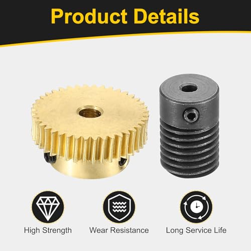 uxcell Worm Gear Set Right Rotation 40T 0.5 Module 1:40 Reduction Rate - size: Gear-4mm, Rod-3mm Bore, style: 0.5M-40T