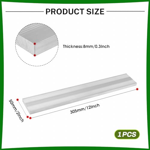 6061 Aluminum Flat Bar, 0.3" Thickness X 2" Width X 12" Length Aluminum Flat Plate, Solid Aluminum Bar for Crafting, Industrial Building - size: 0.3" X 2" X 12"