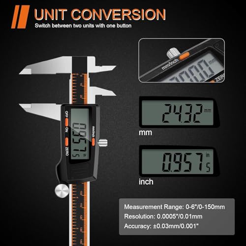 HARDELL Digital Caliper 6 Inch, Large LCD Screen Calipers Measuring Tool - size: 6 Inch