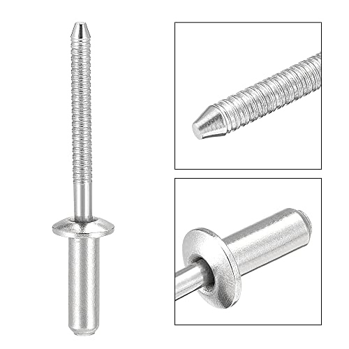uxcell Blind Rivets, 304 Stainless Steel Pull Rivets Core Decoration Rivets 4.8mm Diameter 13mm Grip Length Close End Silver Tone, 50pcs - size: 4.8mm x 13mm