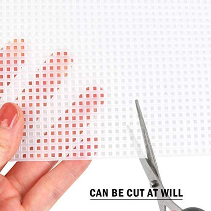 BUYGOO 20 Pack 7 Count Clear Plastic Mesh Canvas Sheets for Embroidery, Acrylic Yarn Crafting, Knit and Crochet Projects - 10.5'' x 13.5''