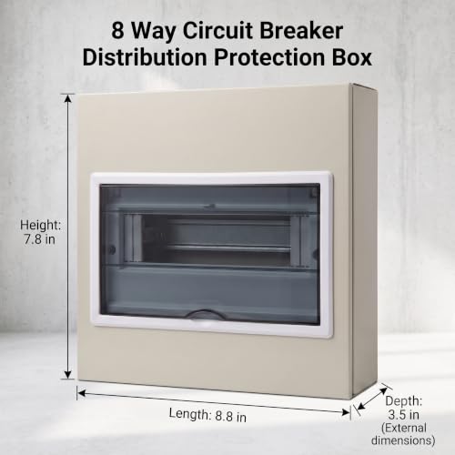 8 Way Steel Circuit Breaker Box, DIN Rail Junction Box - size: 8-way