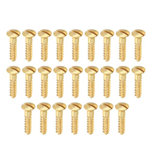 PATIKIL M4.5 x 20mm Slotted Wood Screw, 25 Pack Solid Brass Oval Head - size: M4.5x20mm