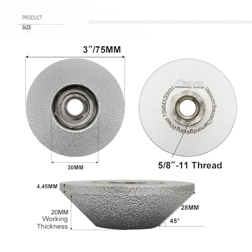 SHDIATOOL Diamond Grinding Profile Wheel Convex Curve Edge Hand Grinding Disc Grooving for Stone Marble Granite Height 20mm 3 - inch - size: 24.5mm height 5/8"-11